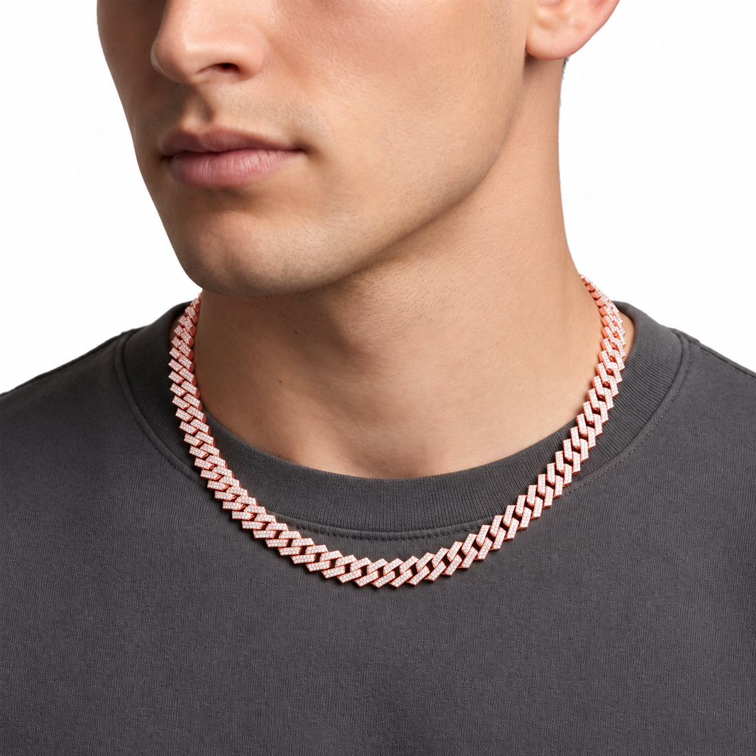 8.5mm Diamond Cuban Link Chain Necklace – Silver