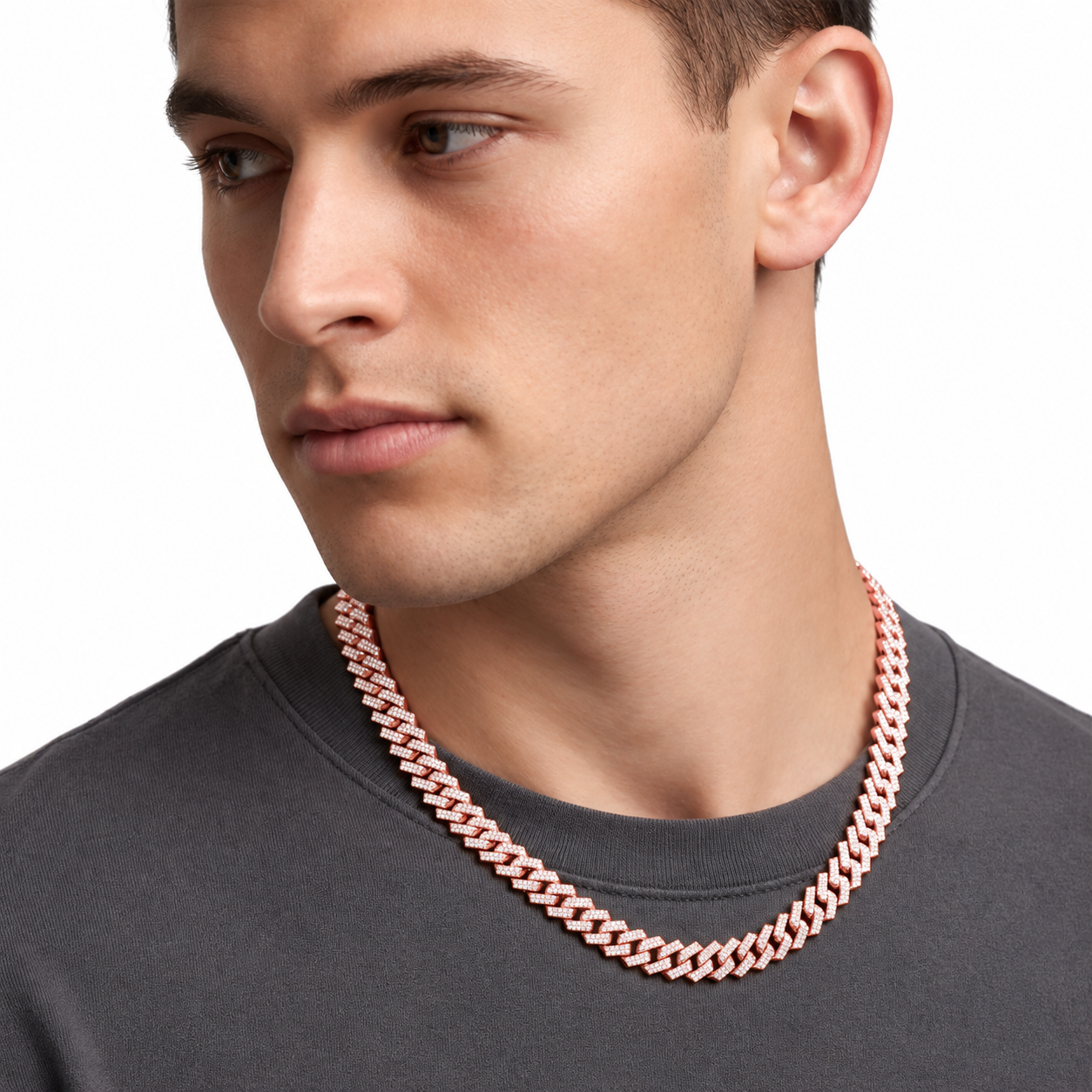 8.5mm Diamond Cuban Link Chain Necklace – Silver
