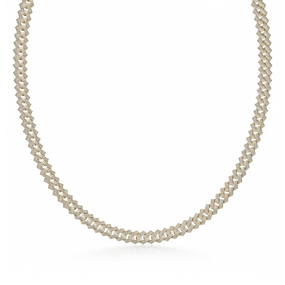 8.5mm Diamond Cuban Link Chain Necklace – Silver