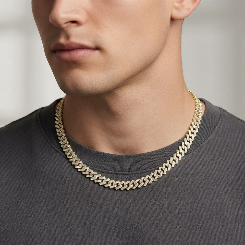 8.5mm Diamond Cuban Link Chain Necklace – Silver