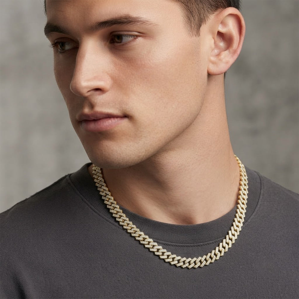 8.5mm Diamond Cuban Link Chain Necklace – Silver