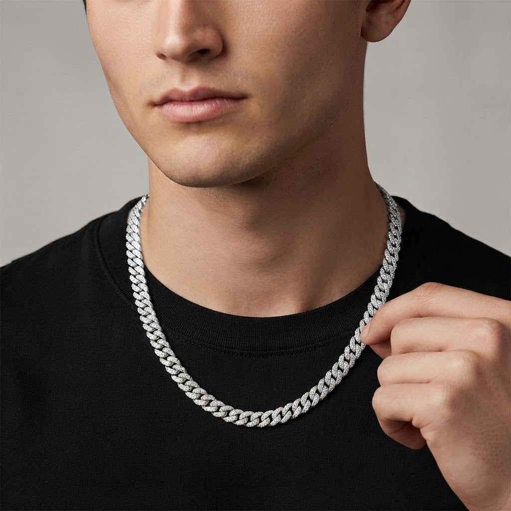 8mm Moissanite Diamond Cuban Link Chain