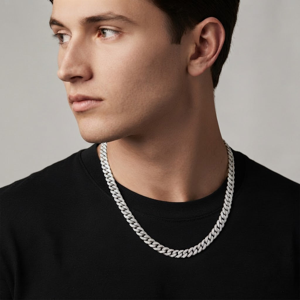 8mm Moissanite Diamond Cuban Link Chain