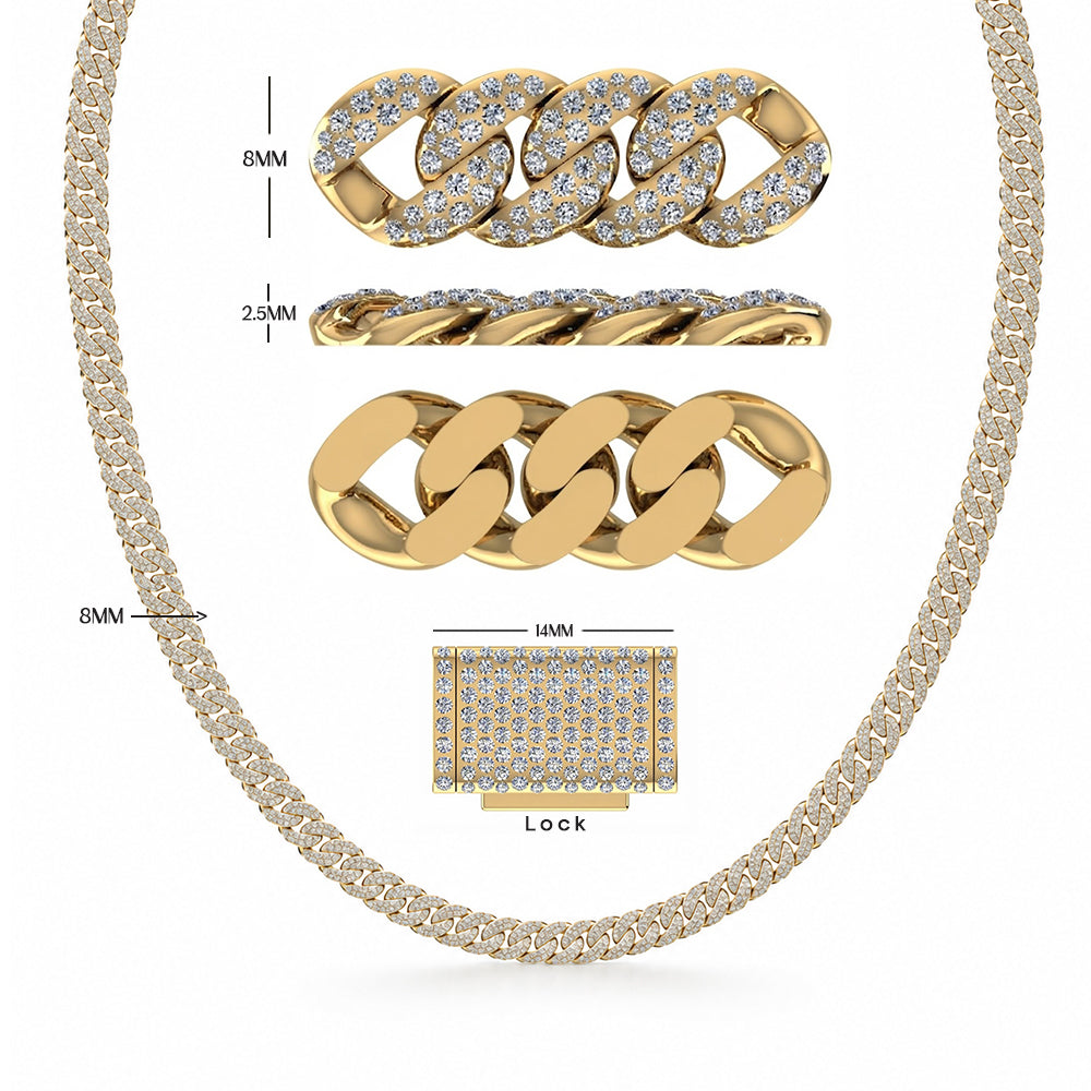 8mm Moissanite Diamond Cuban Link Chain