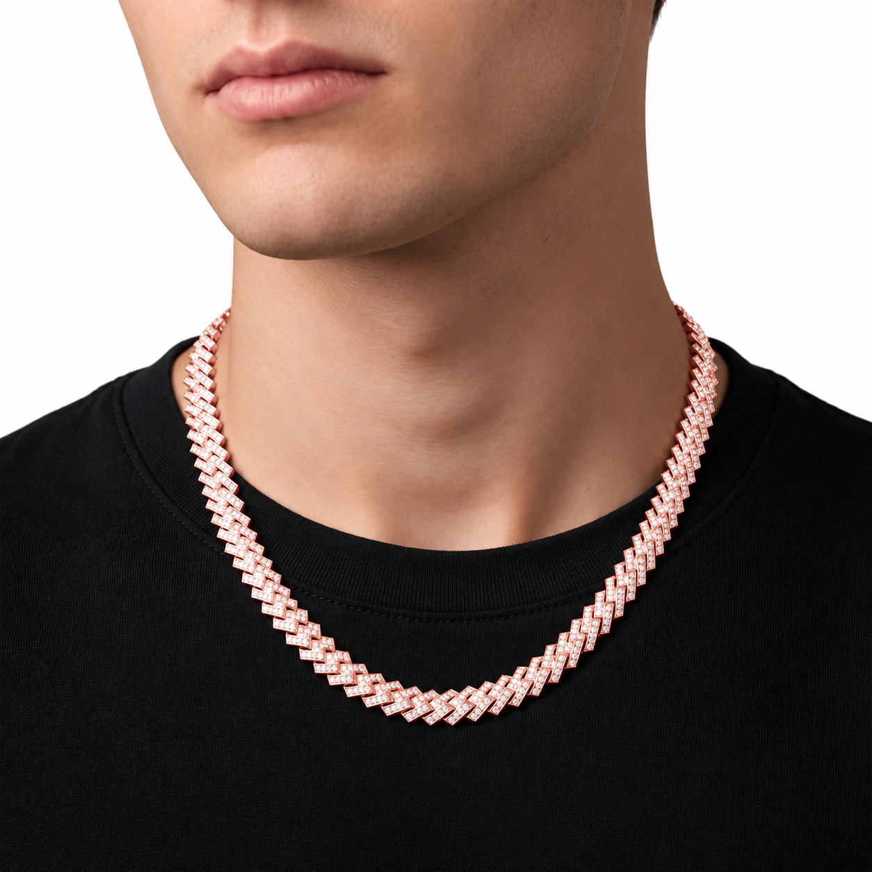 8mm Moissanite Diamond Biscuit Link Chain
