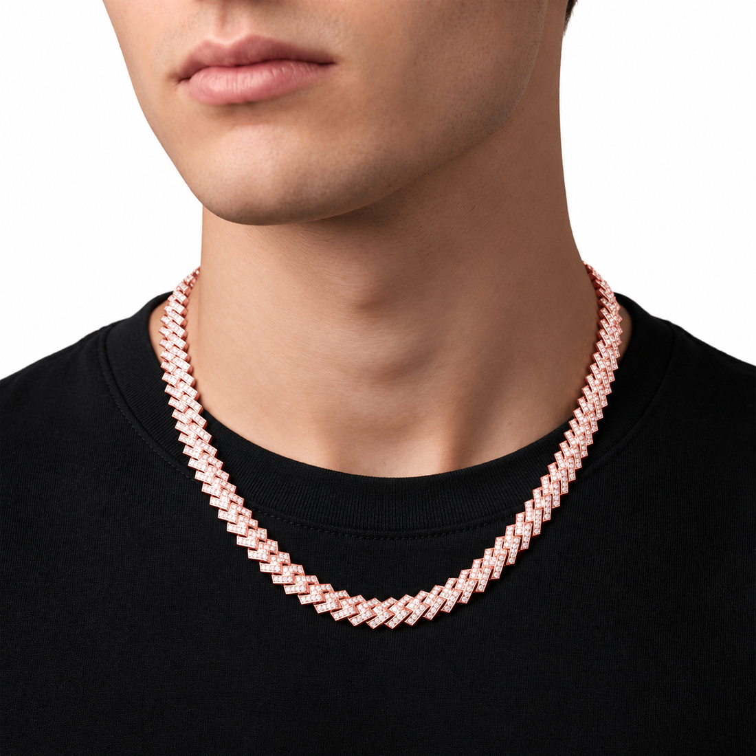 8mm Moissanite Diamond Biscuit Link Chain