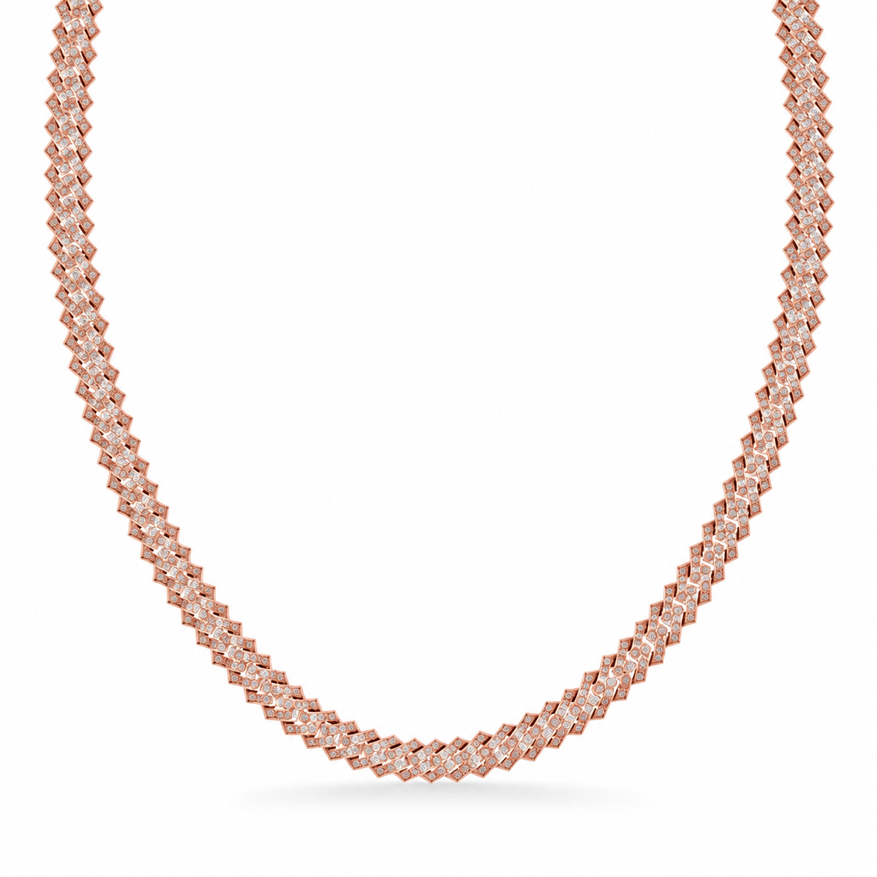 8mm Moissanite Diamond Biscuit Link Chain