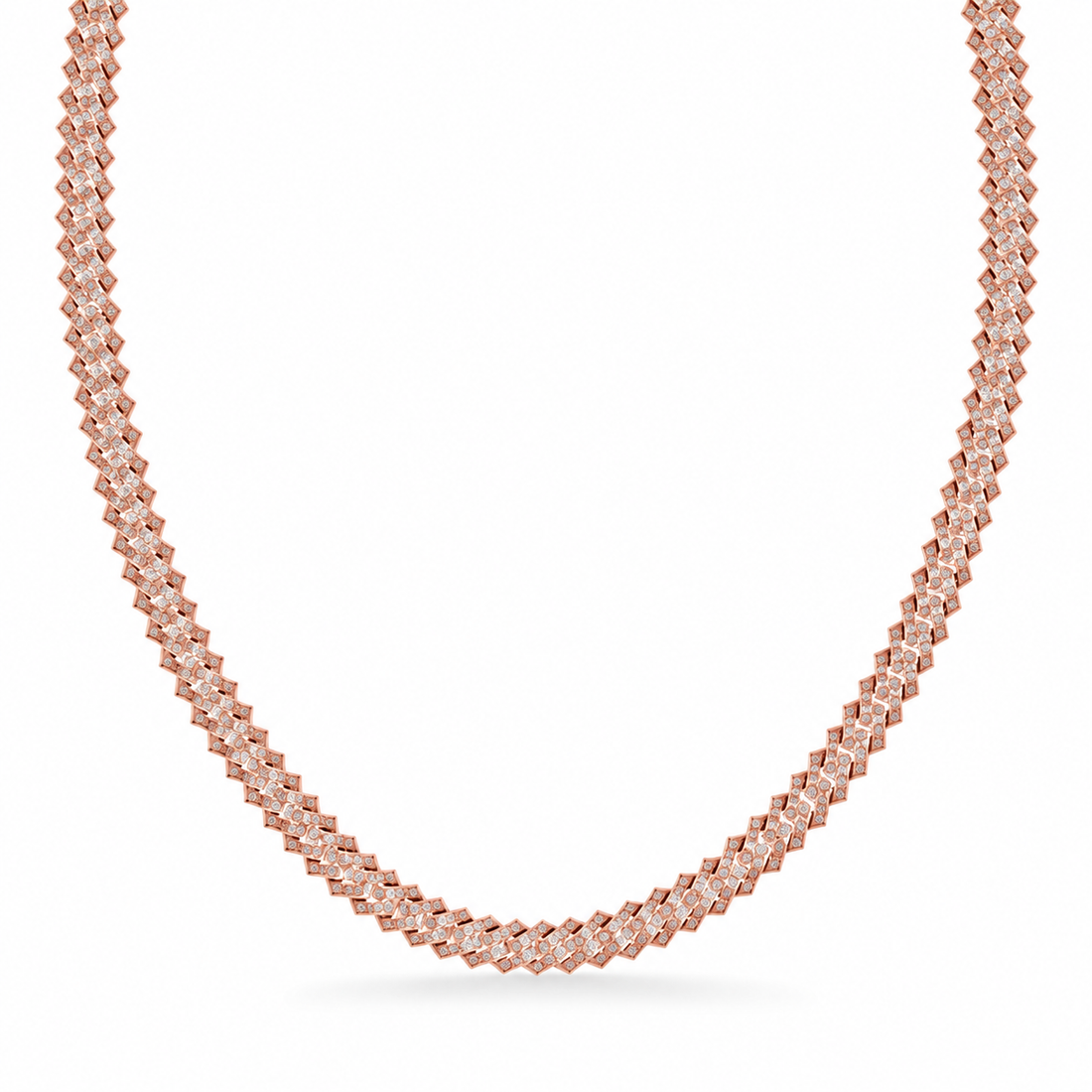 8mm Moissanite Diamond Biscuit Link Chain