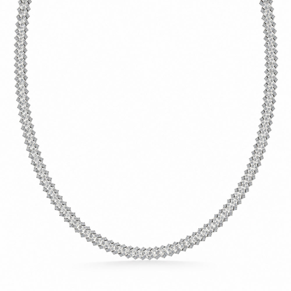 8mm Moissanite Diamond Biscuit Link Chain