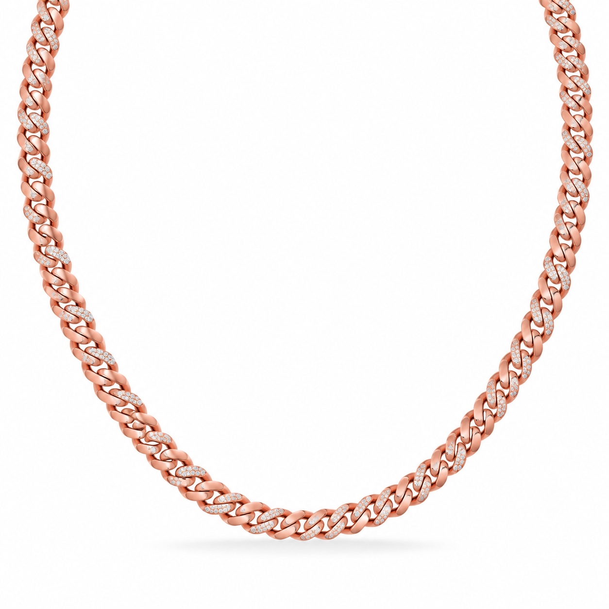 8mm Moissanite Diamond Half Iced Cuban Link Chain