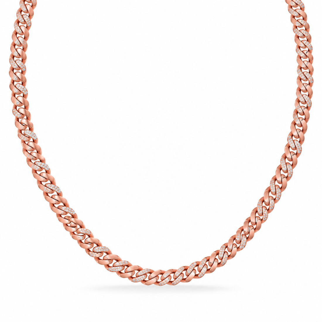 8mm Moissanite Diamond Half Iced Cuban Link Chain