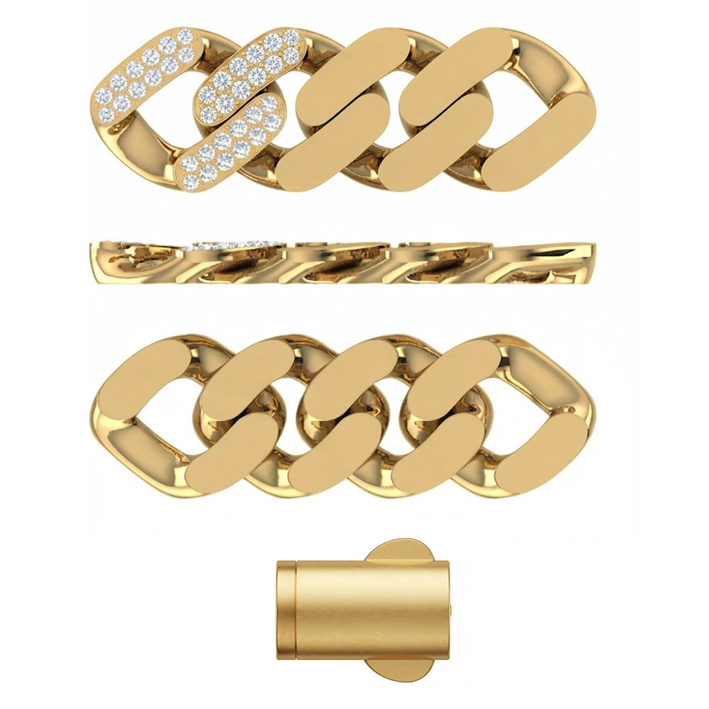 8mm Moissanite Diamond Half Iced Cuban Link Chain
