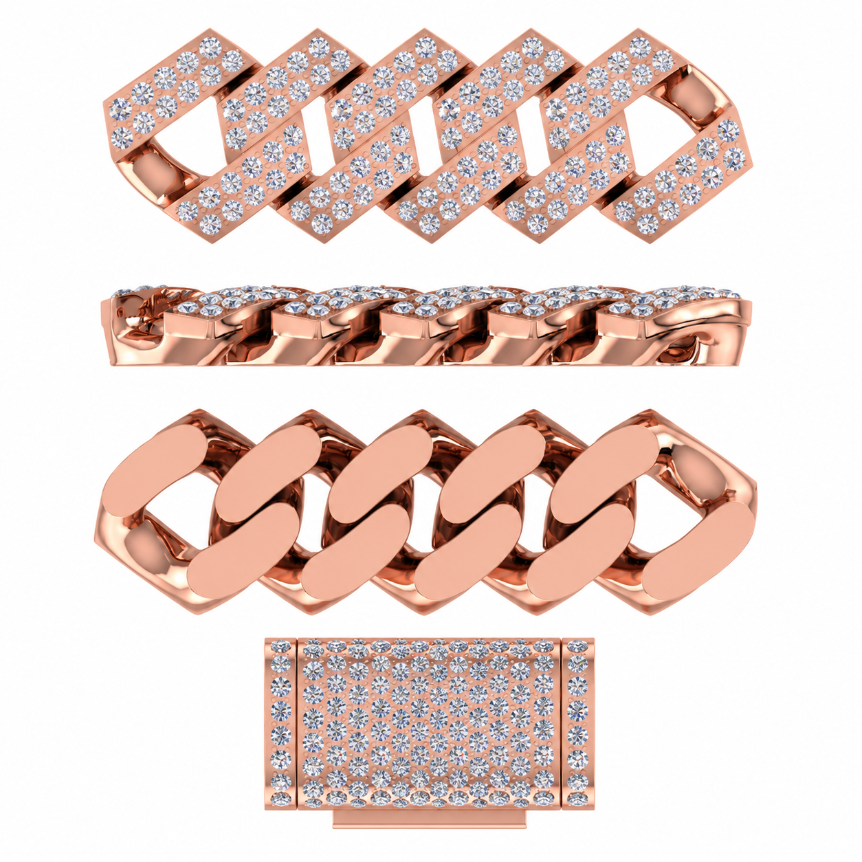8mm Moissanite Diamond Fully Iced Square Cuban Link Chain