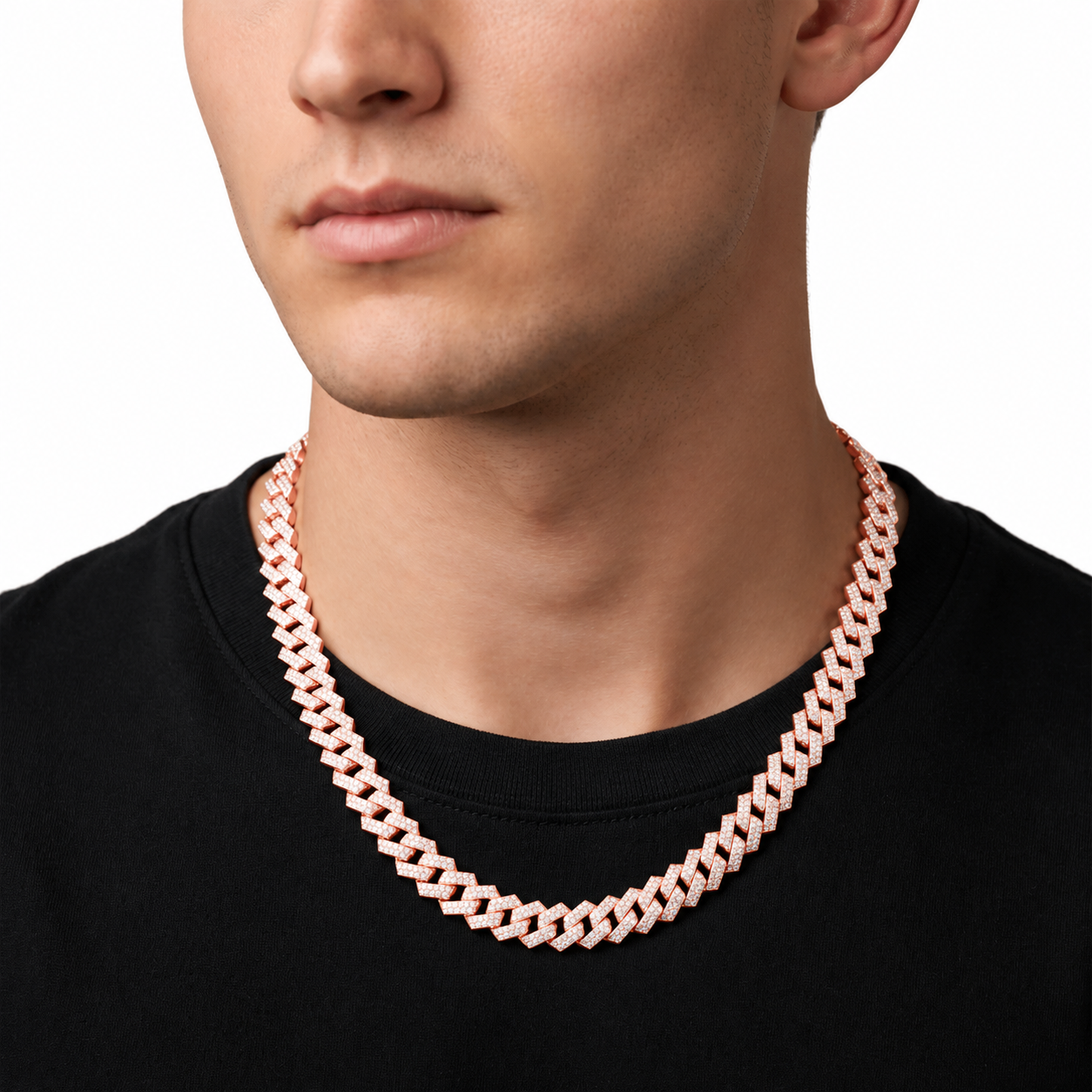8mm Moissanite Diamond Fully Iced Square Cuban Link Chain