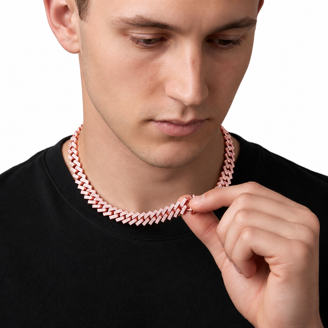 8mm Moissanite Diamond Fully Iced Square Cuban Link Chain