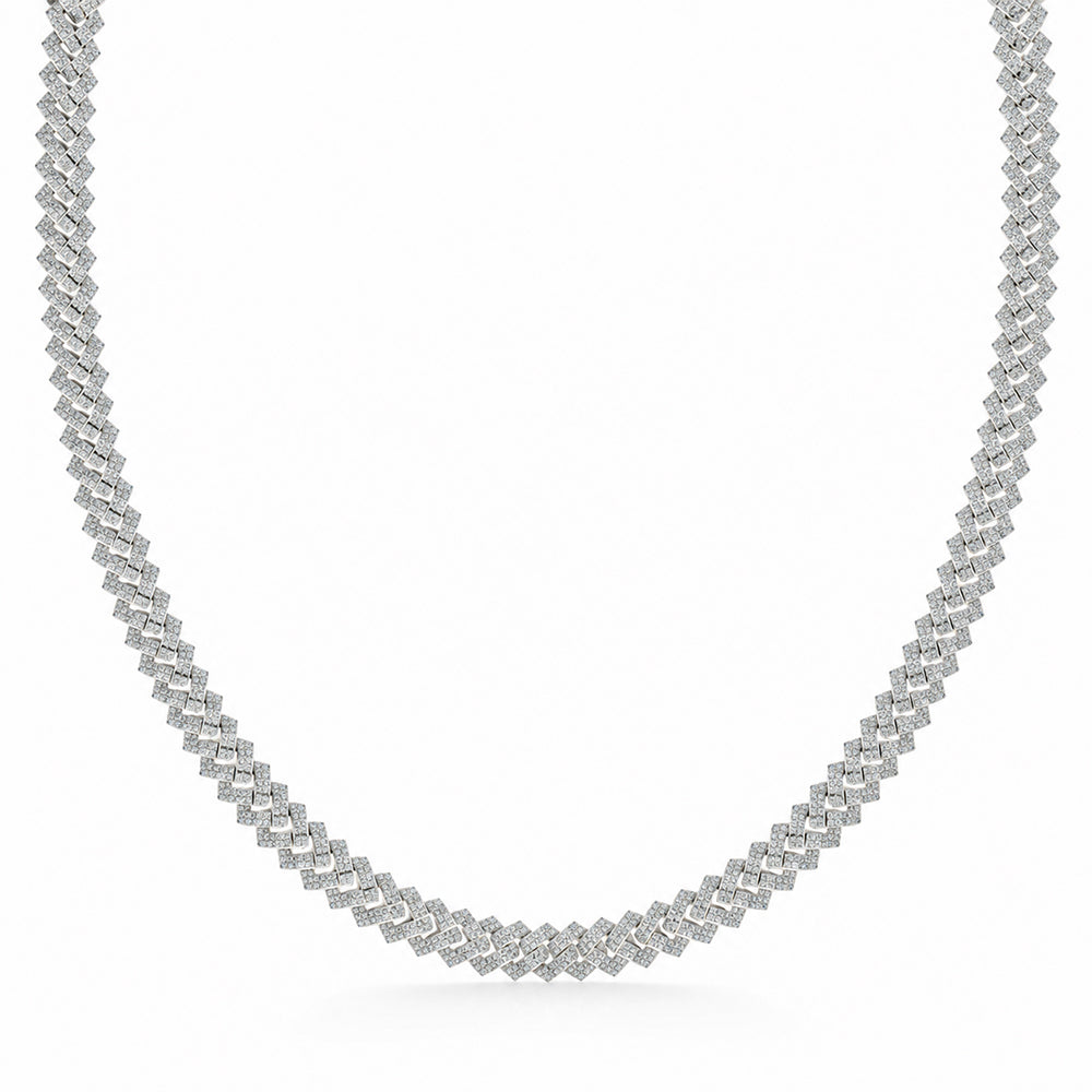 8mm Moissanite Diamond Fully Iced Square Cuban Link Chain