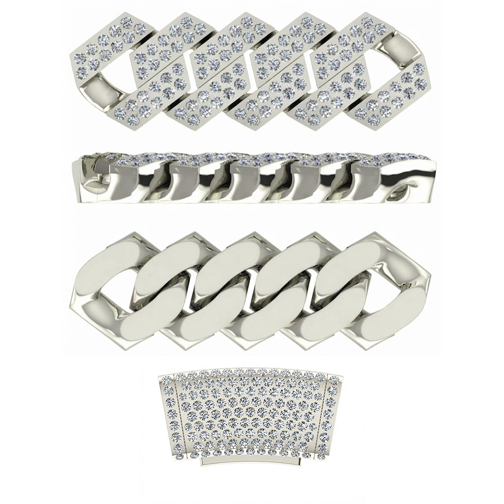 8mm Moissanite Diamond Fully Iced Square Cuban Link Chain