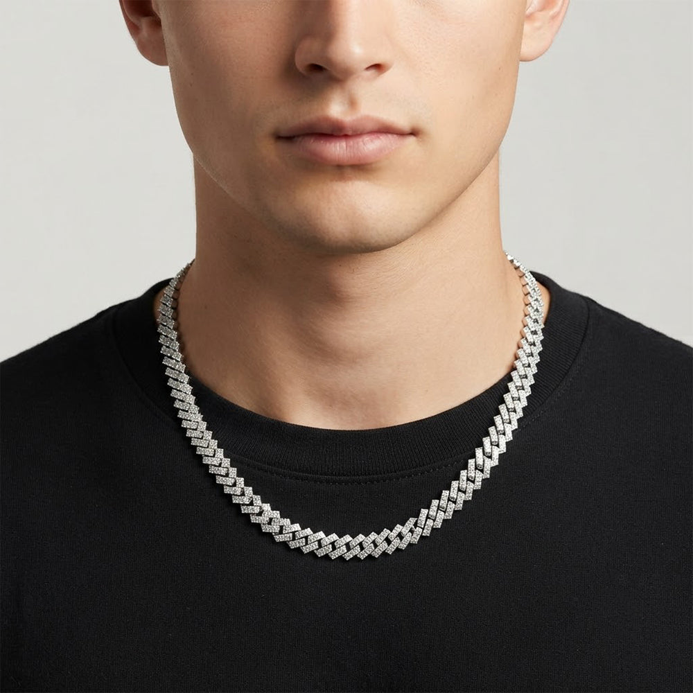 8mm Moissanite Diamond Fully Iced Square Cuban Link Chain