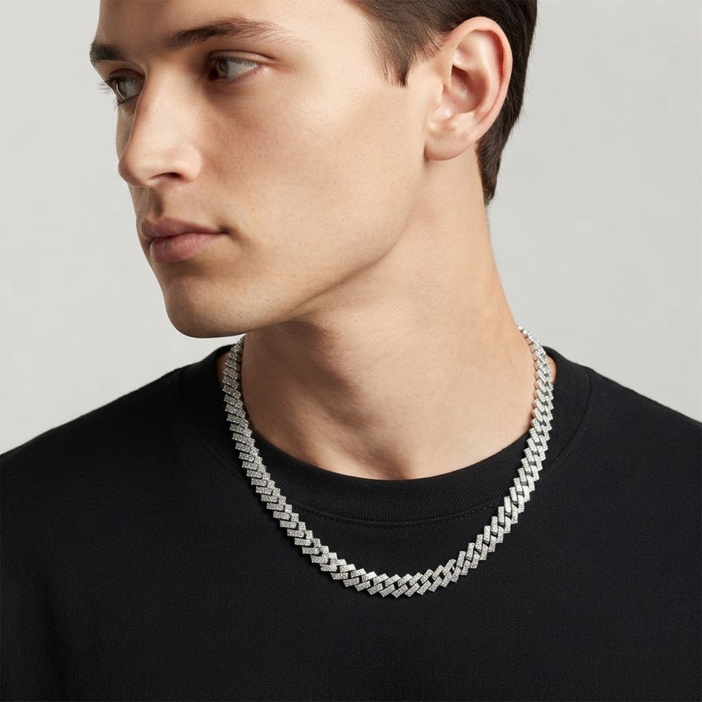 8mm Moissanite Diamond Fully Iced Square Cuban Link Chain