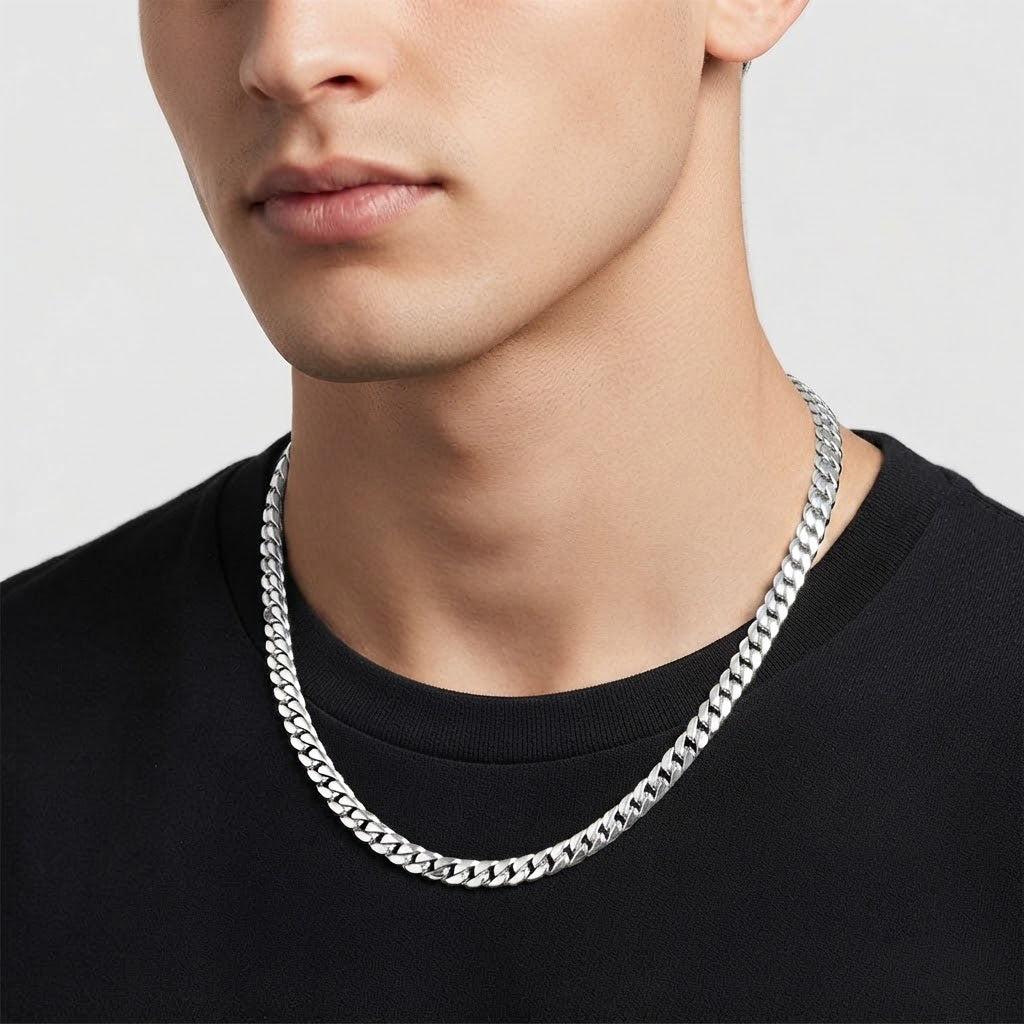 8mm Moissanite Diamond Classic Plain Cuban Link Chain