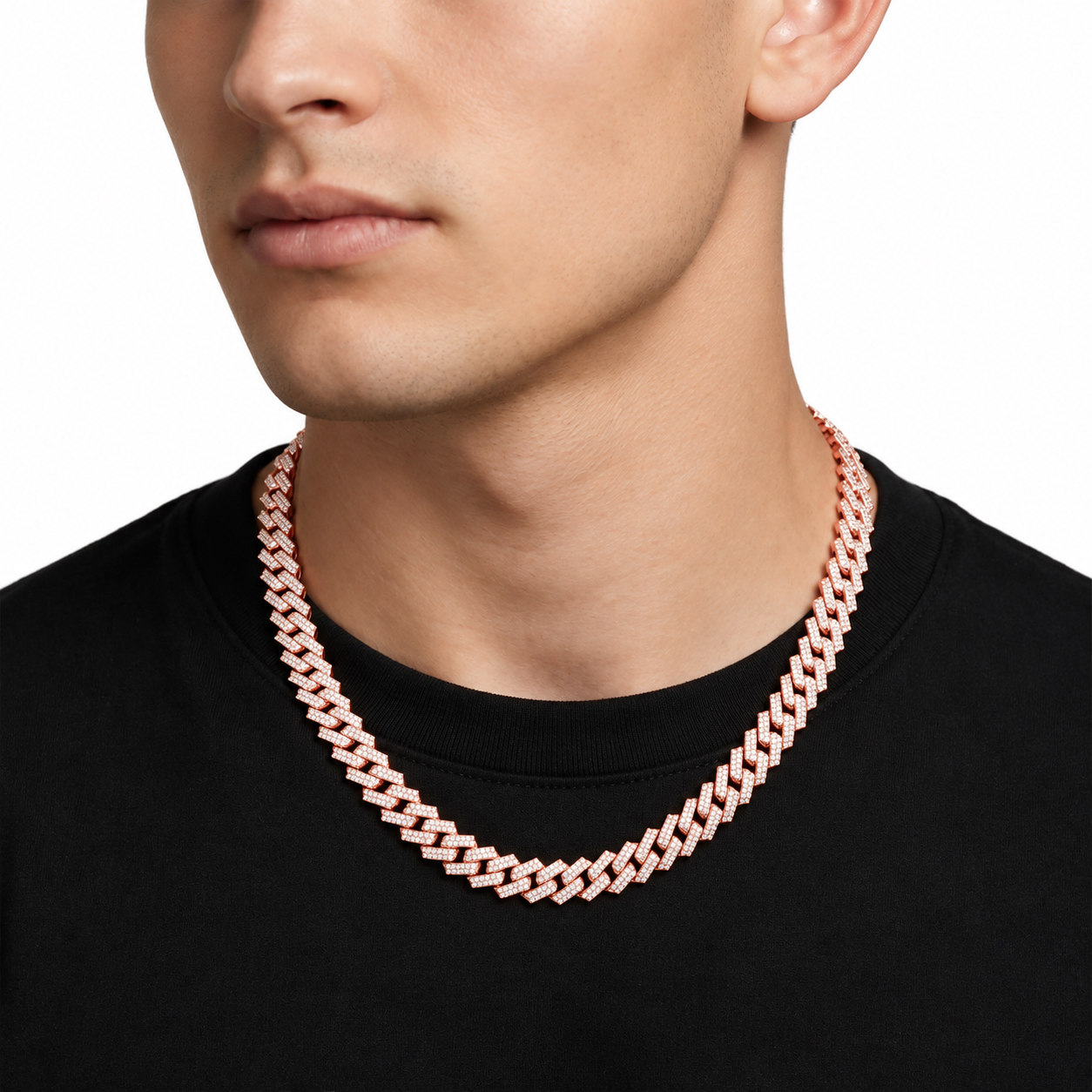 8mm Moissanite Diamond Fully Iced Rectangular Cuban Link Chain