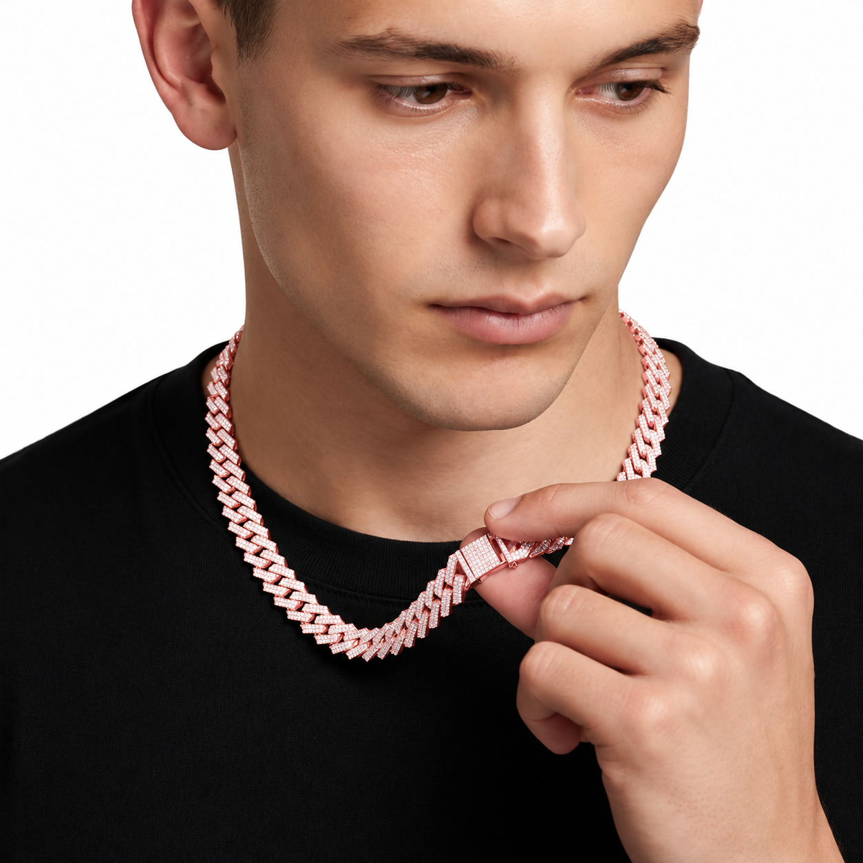8mm Moissanite Diamond Fully Iced Rectangular Cuban Link Chain