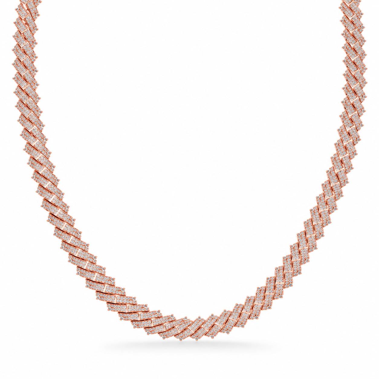 8mm Moissanite Diamond Fully Iced Rectangular Cuban Link Chain