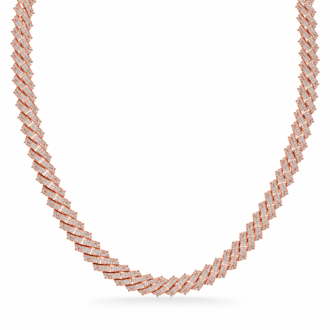 8mm Moissanite Diamond Fully Iced Rectangular Cuban Link Chain