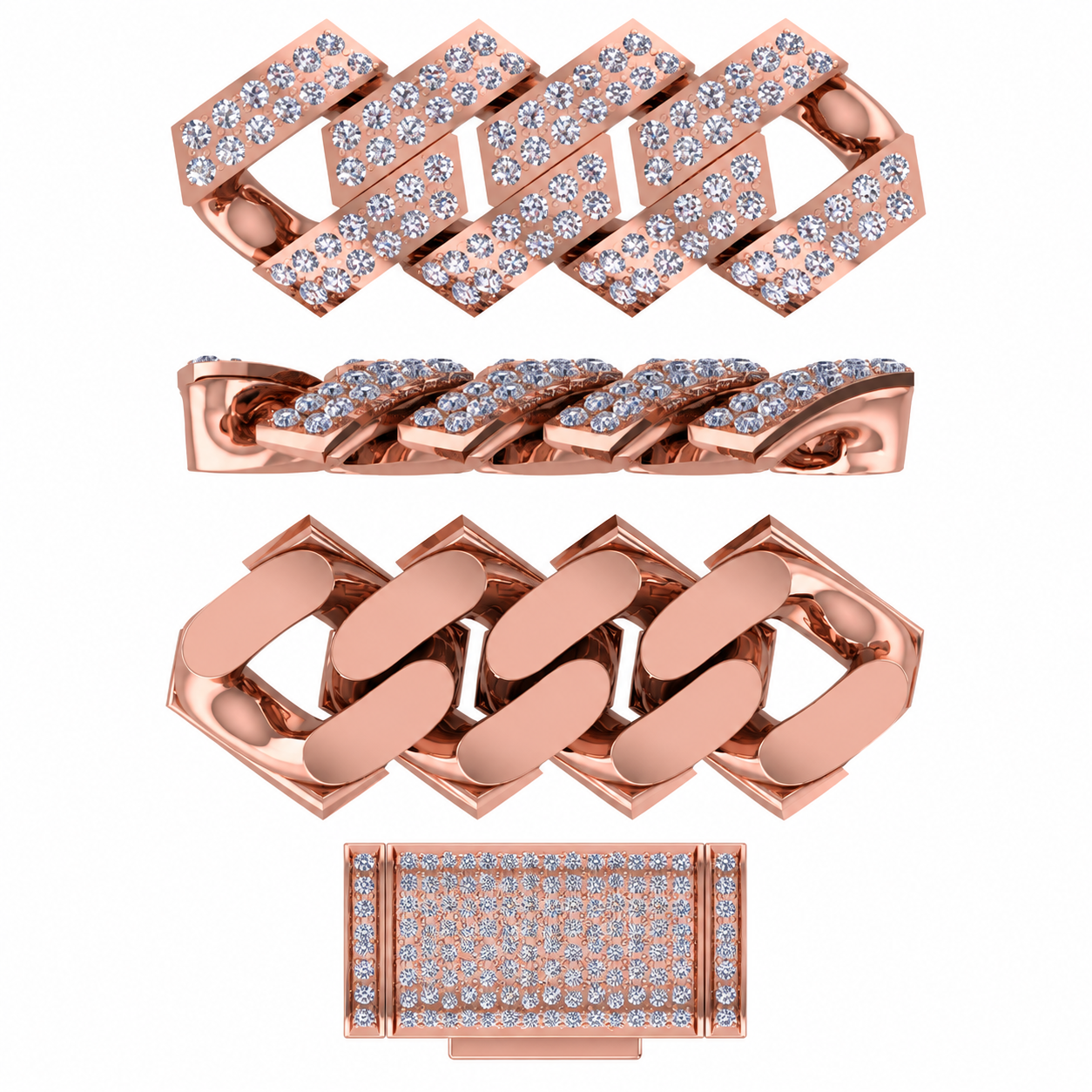8mm Moissanite Diamond Fully Iced Rectangular Cuban Link Chain