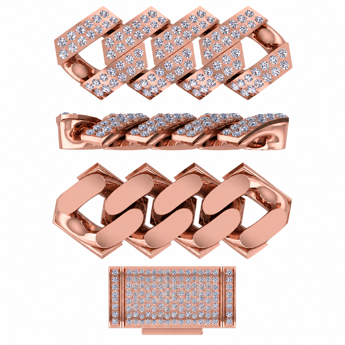 8mm Moissanite Diamond Fully Iced Rectangular Cuban Link Chain