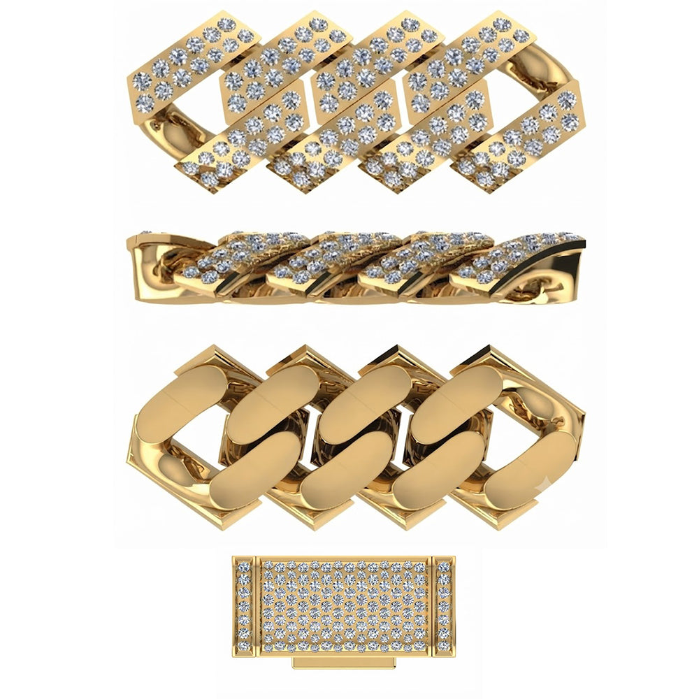 8mm Moissanite Diamond Fully Iced Rectangular Cuban Link Chain