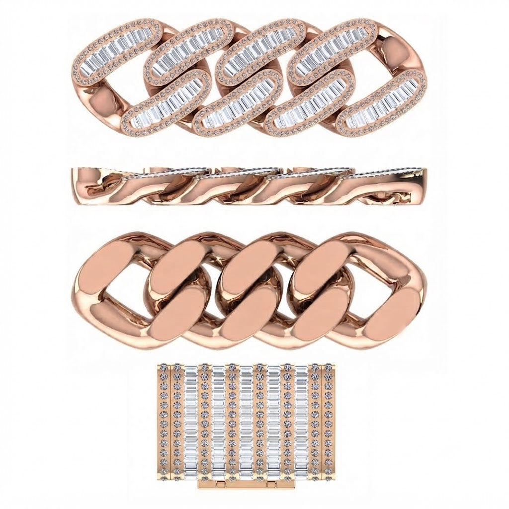 22MM Baguette Round Moissanite Diamond Iced Link Cuban Chain – 7MM Wide