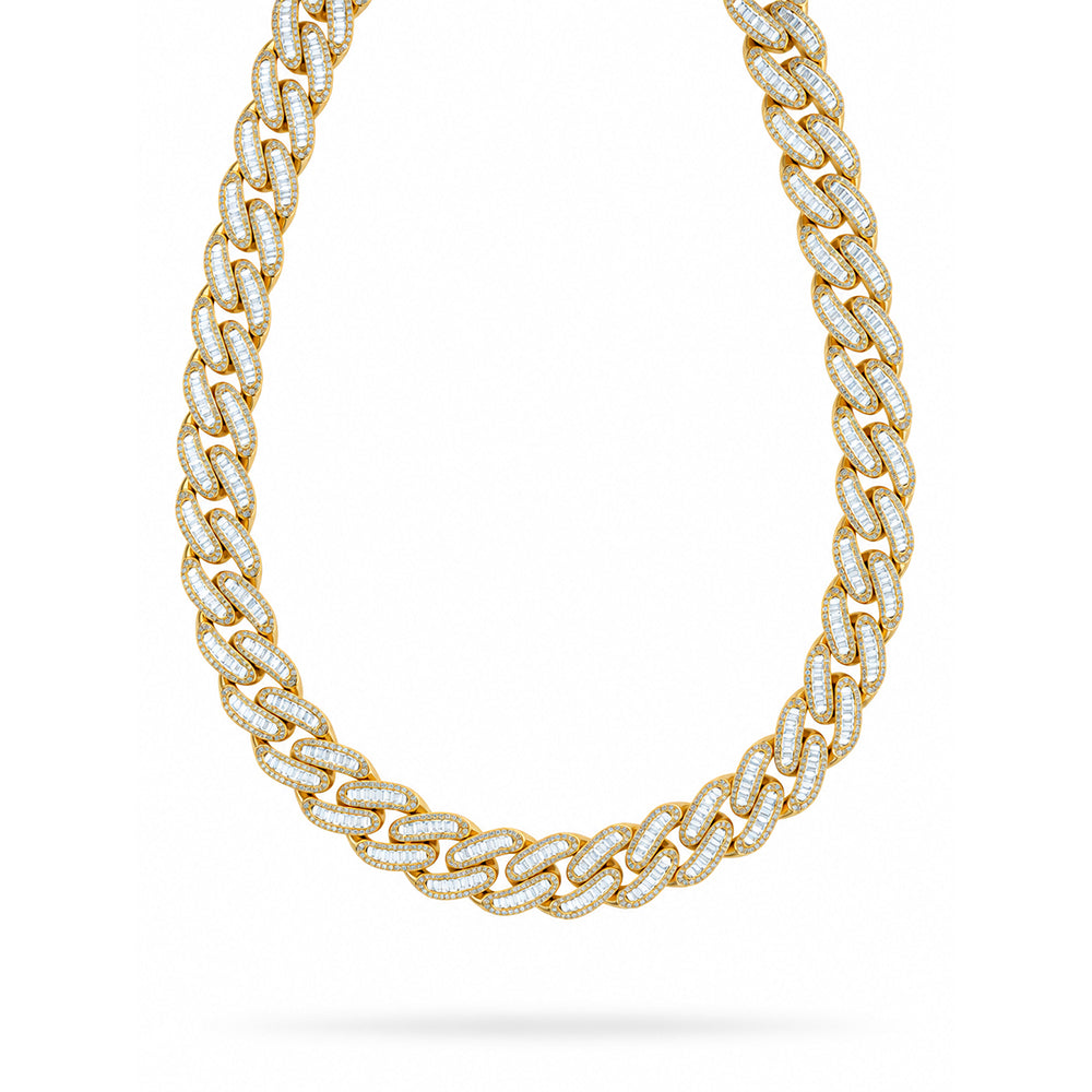 22MM Baguette Round Moissanite Diamond Iced Link Cuban Chain – 7MM Wide
