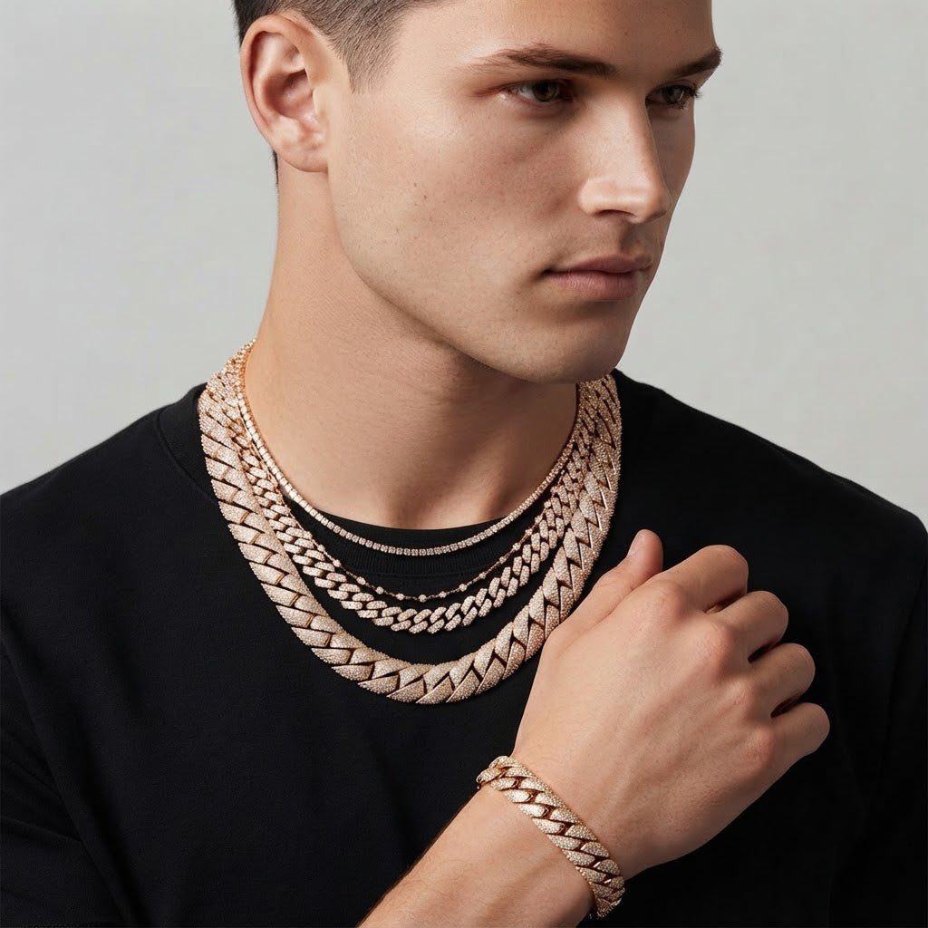 22MM Round Moissanite Diamond Pave Hip Hop Cuban Link Chain – 8.5MM Wide
