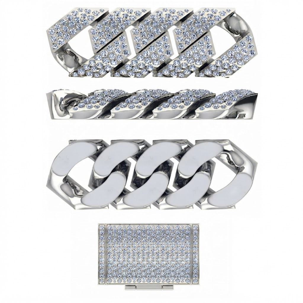 22MM Round Moissanite Diamond Pave Hip Hop Cuban Link Chain – 8.5MM Wide