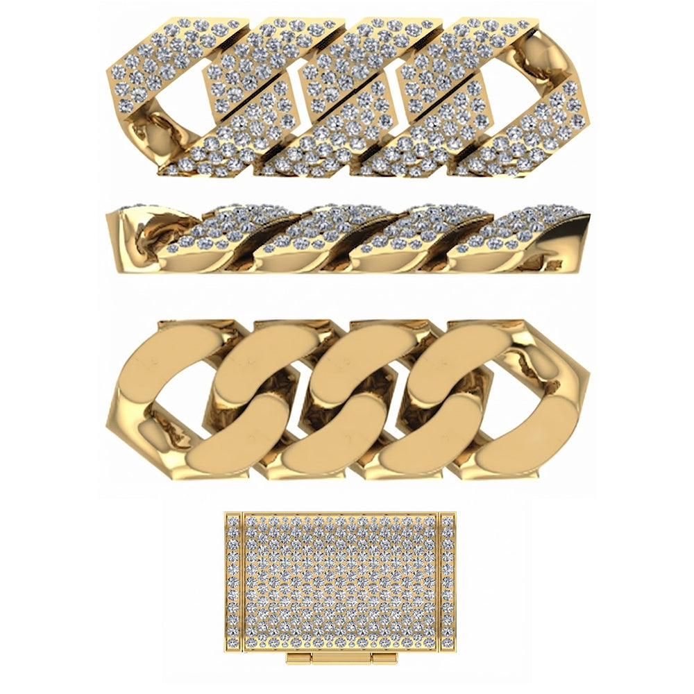22MM Round Moissanite Diamond Pave Hip Hop Cuban Link Chain – 8.5MM Wide