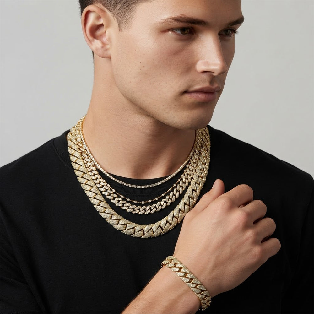 22MM Round Moissanite Diamond Pave Hip Hop Cuban Link Chain – 8.5MM Wide