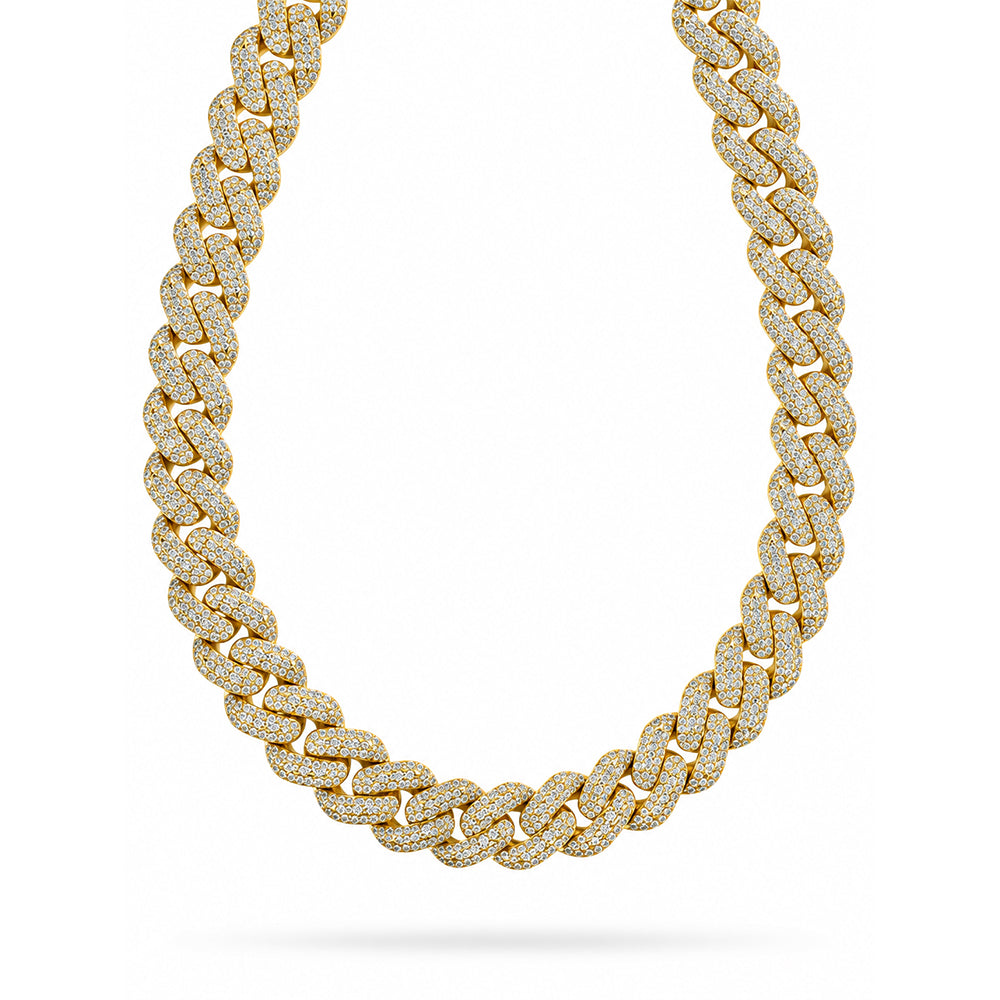 22MM Moissanite Diamond Three Row Iced Hip Hop Cuban Link Chain – 8.5MM Width