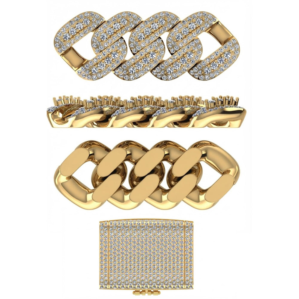 22MM Moissanite Diamond Three Row Iced Hip Hop Cuban Link Chain – 8.5MM Width