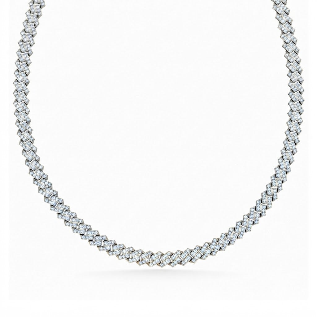 10mm Moissanite Round Diamond Fully Iced Cuban Link Chain