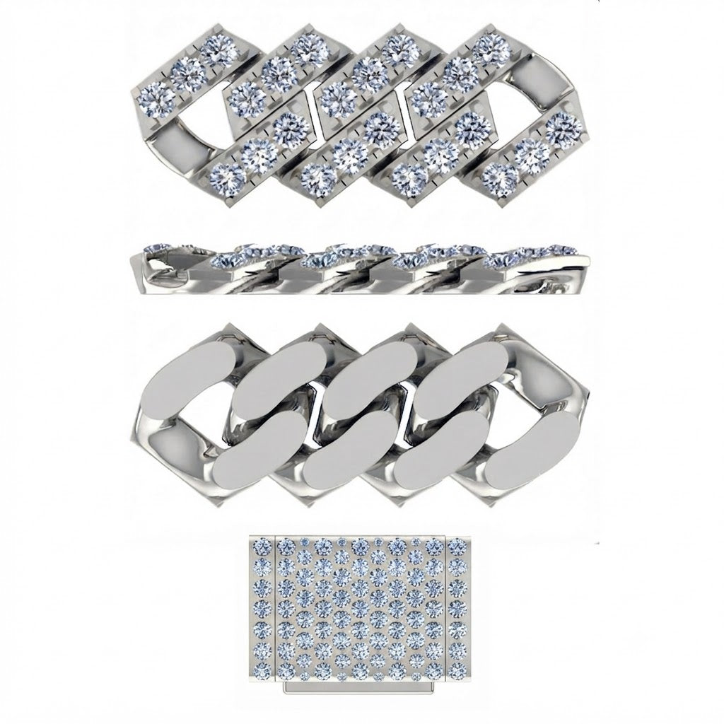 10mm Moissanite Round Diamond Fully Iced Cuban Link Chain