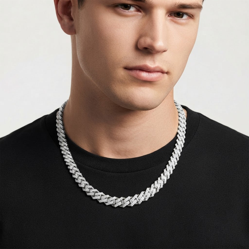 10mm Moissanite Round Diamond Fully Iced Cuban Link Chain