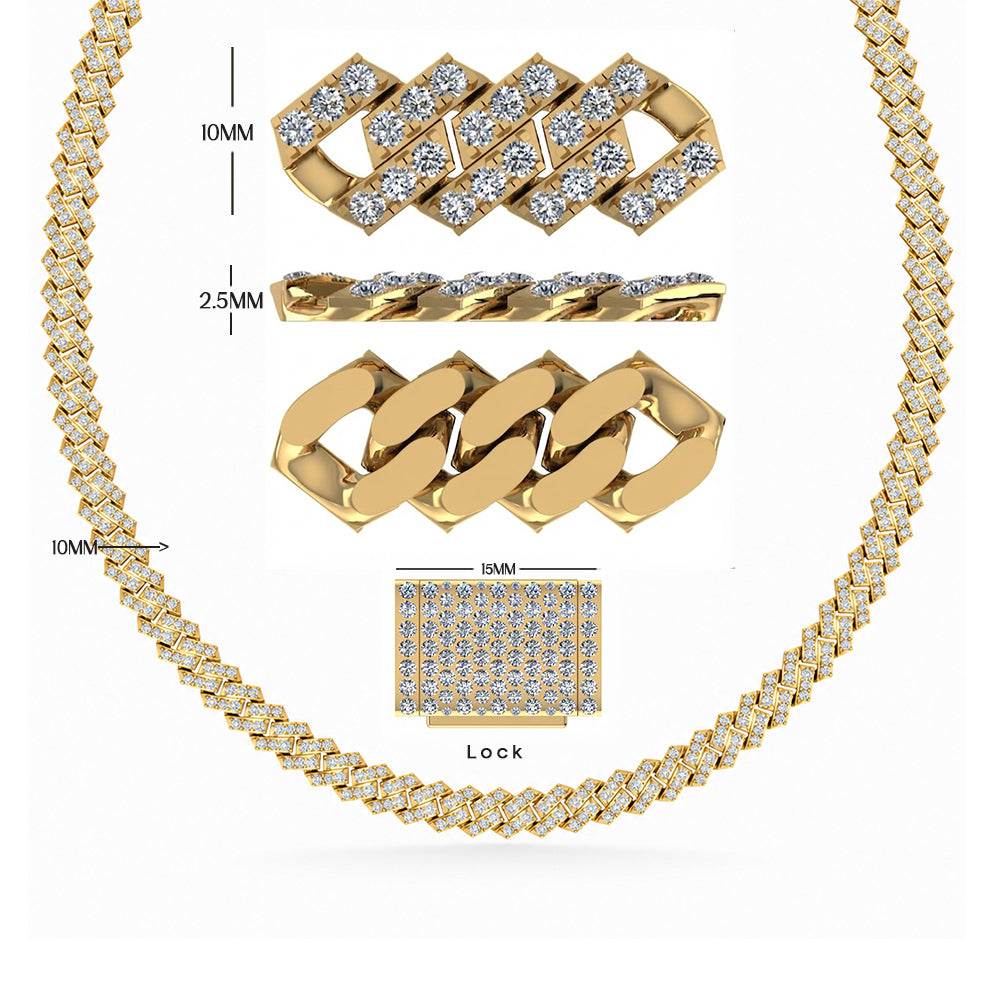 10mm Moissanite Round Diamond Fully Iced Cuban Link Chain