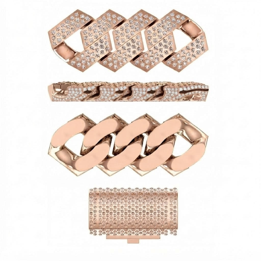 10mm Moissanite Diamond Fully Iced Three Row Pave Cuban Link Chain