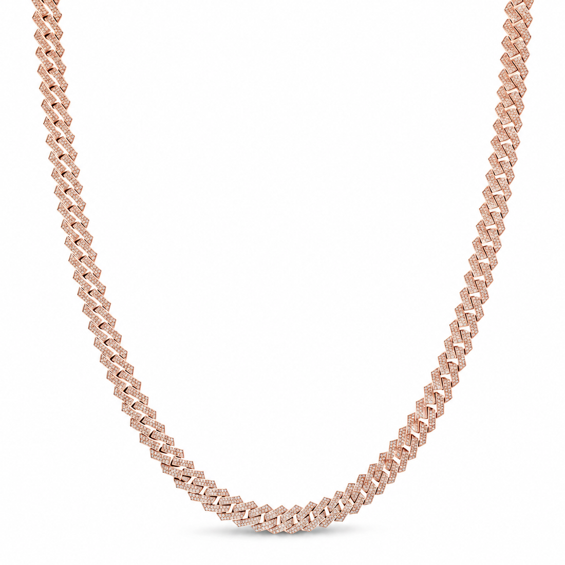 10mm Moissanite Diamond Fully Iced Three Row Pave Cuban Link Chain