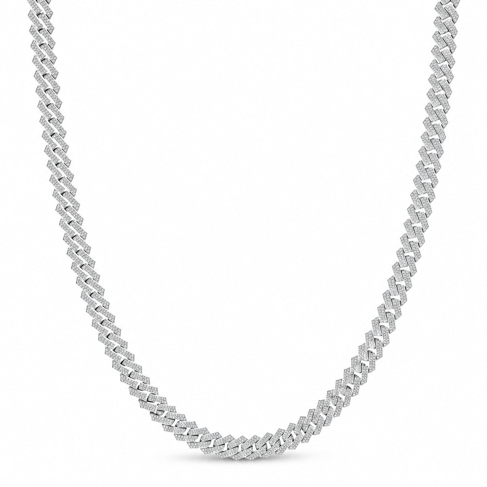 10mm Moissanite Diamond Fully Iced Three Row Pave Cuban Link Chain