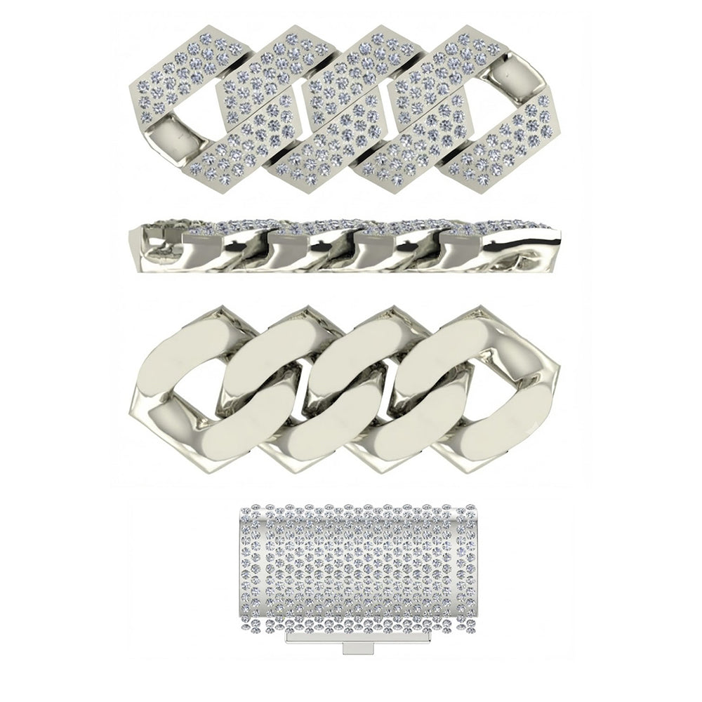 10mm Moissanite Diamond Fully Iced Three Row Pave Cuban Link Chain