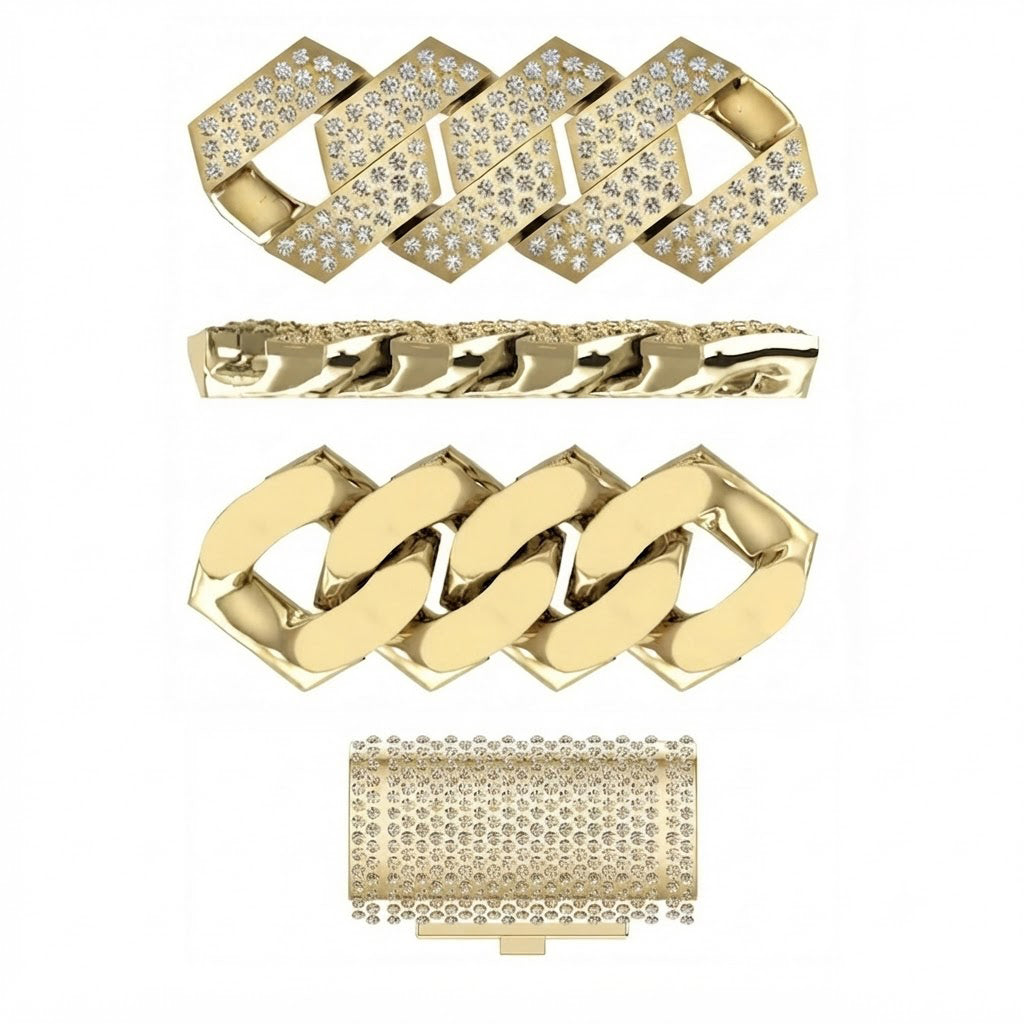 10mm Moissanite Diamond Fully Iced Three Row Pave Cuban Link Chain