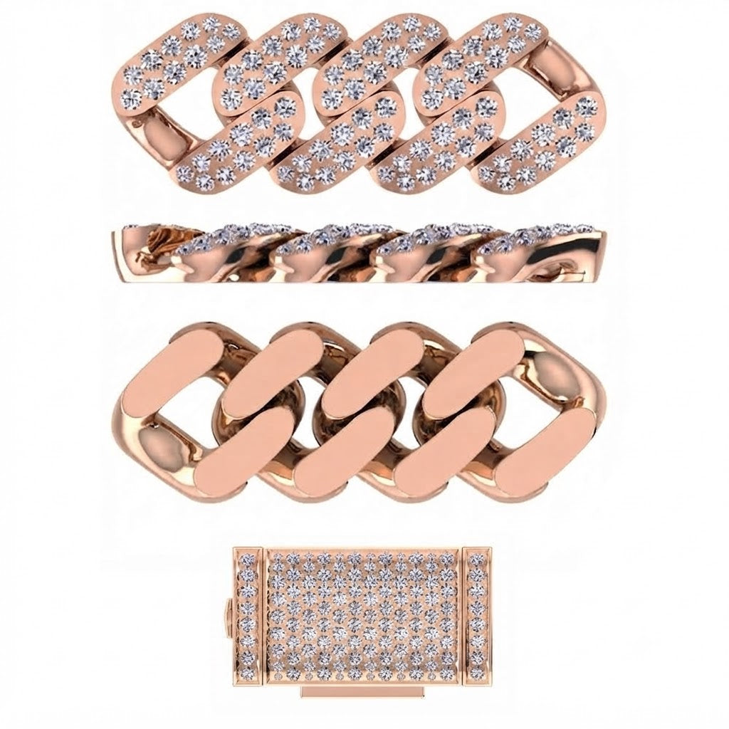 10mm Moissanite Diamond Double Row Fully Iced Classic Cuban Link Chain