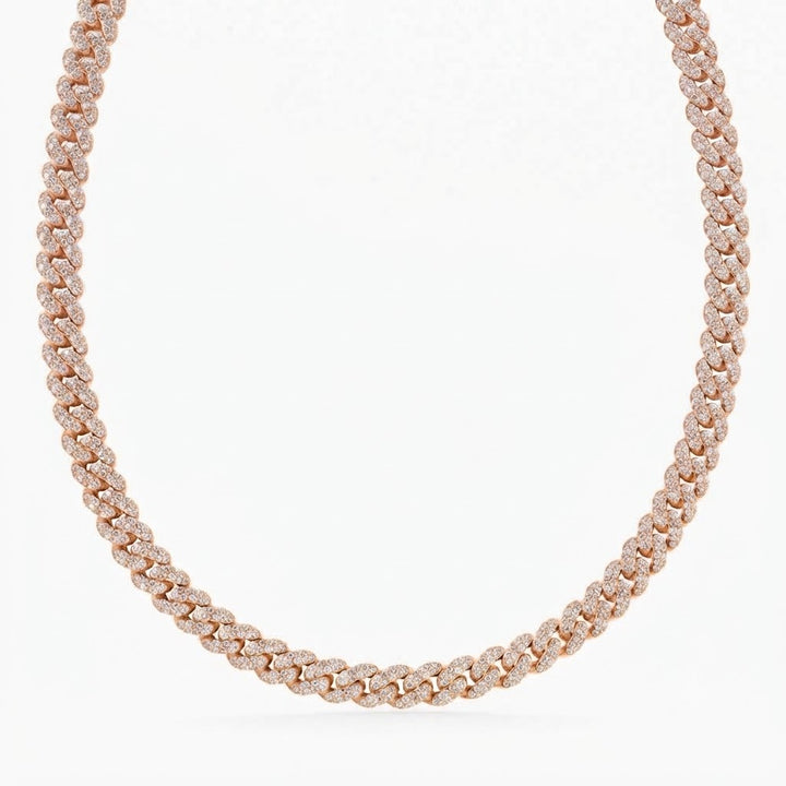 10mm Moissanite Diamond Double Row Fully Iced Classic Cuban Link Chain
